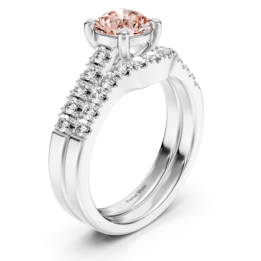 1.55-4.55 CT Princess & Round Cut Fancy Pink Diamonds - Bridal Set