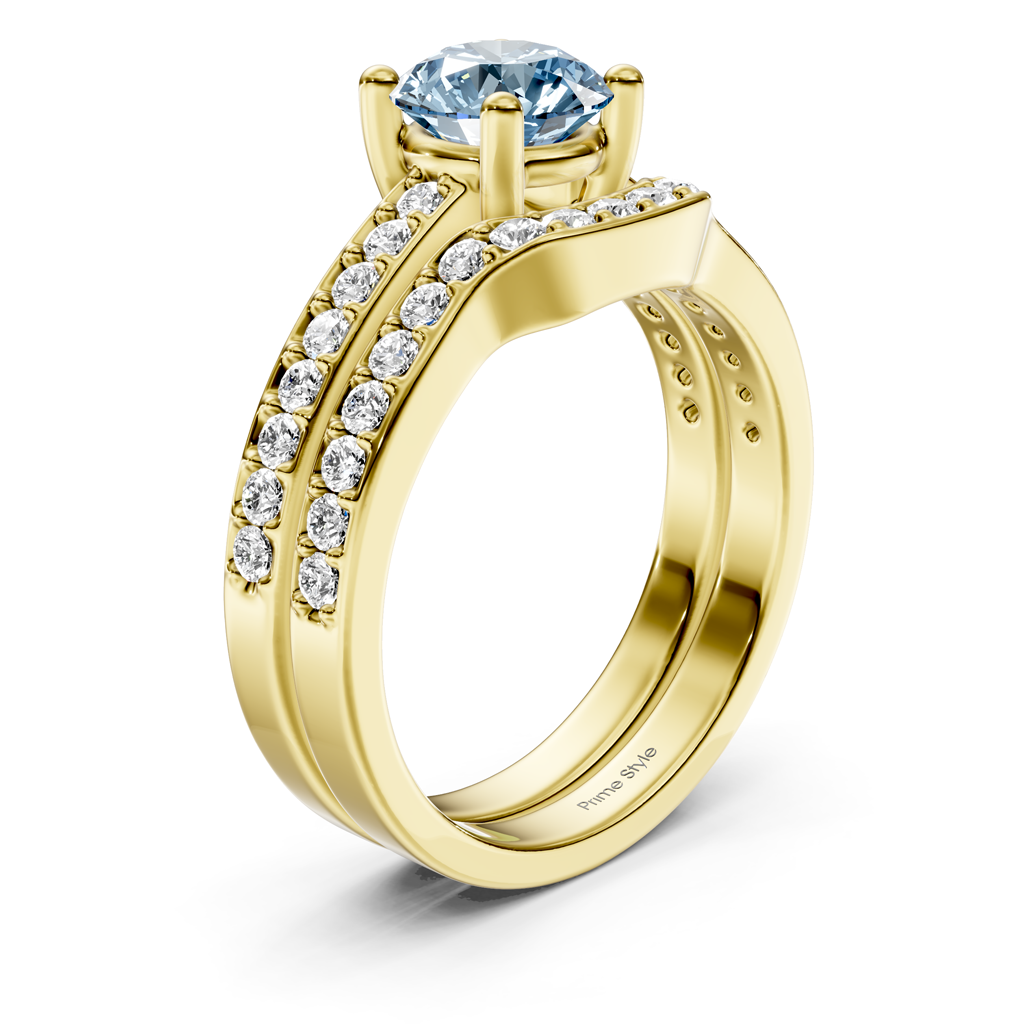 1.50-4.50 CT Round Cut Fancy Blue Diamonds - Bridal Set