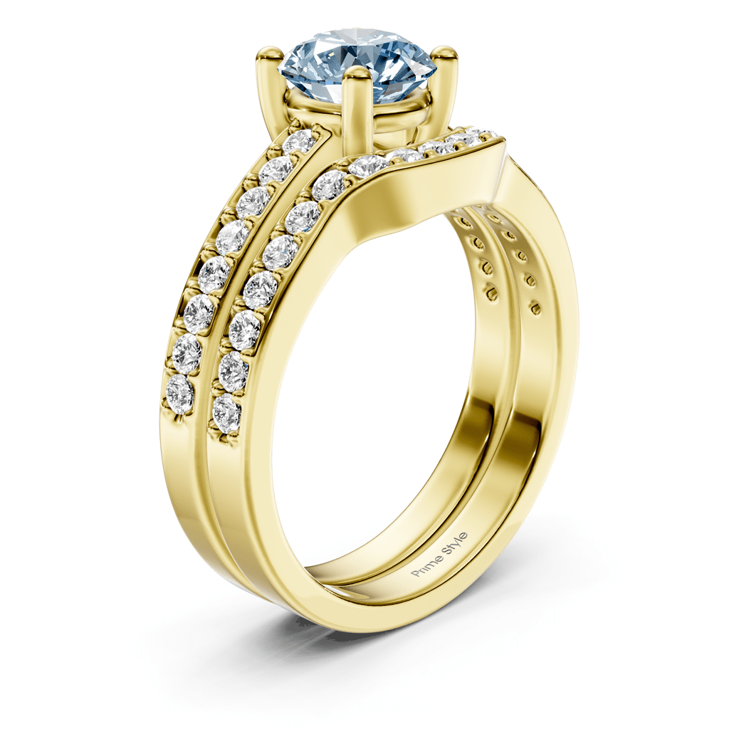 1.50 - 4.50 CT Round Cut Fancy Blue Diamonds - Bridal Set - Primestyle.com