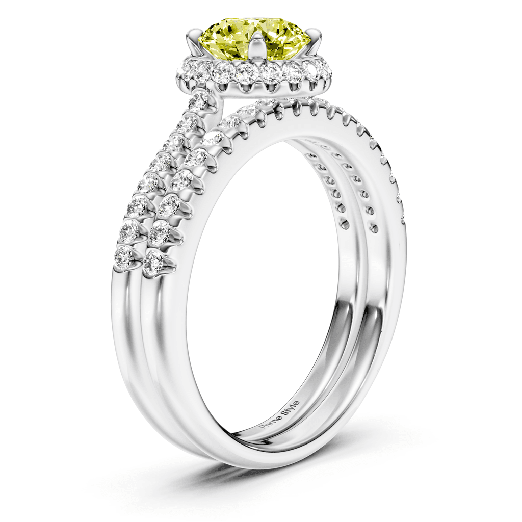 1.50 - 4.50 CT Round Cut Fancy Yellow Diamonds - Bridal Set - Primestyle.com