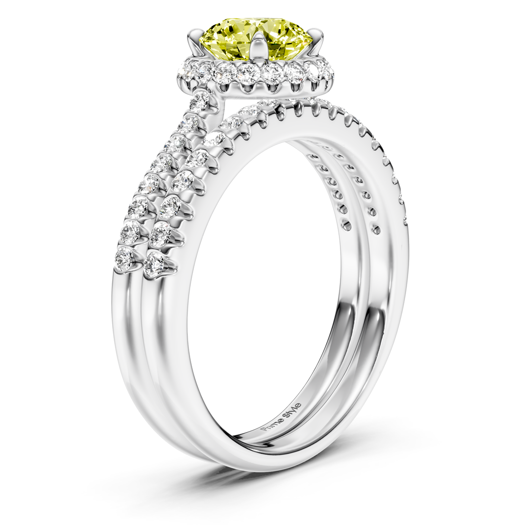 1.50-4.50 CT Round Cut Fancy Yellow Diamonds - Bridal Set