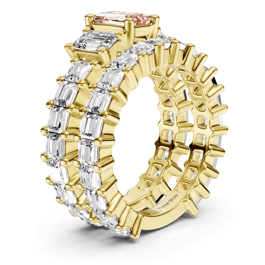 5.70 - 8.70 CT Emerald & Princess Cut Fancy Pink Diamonds - Bridal Set - Primestyle.com