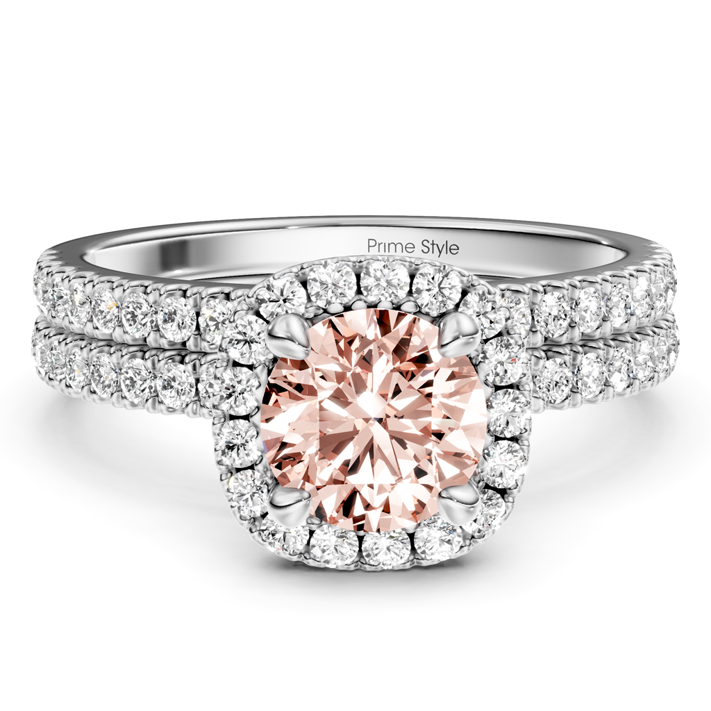 1.65-4.65 CT Round Cut Fancy Pink Diamonds - Bridal Set