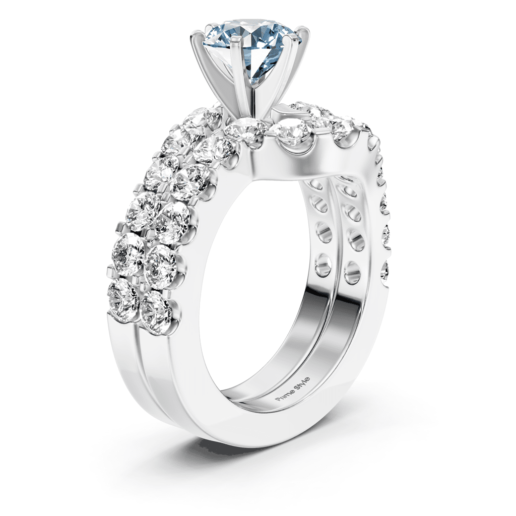 3.60-6.60 CT Round Cut Fancy Blue Diamonds - Bridal Set