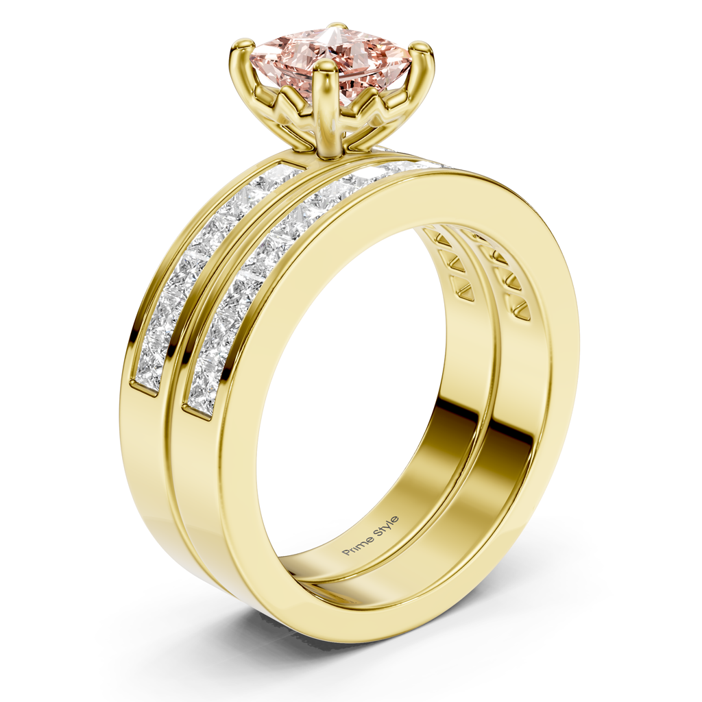 2.75-5.75 CT Princess Cut Fancy Pink Diamonds - Bridal Set