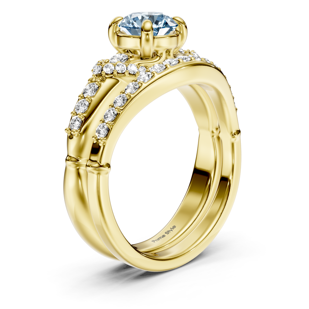 1.50-4.50 CT Round Cut Fancy Blue Diamonds - Bridal Set