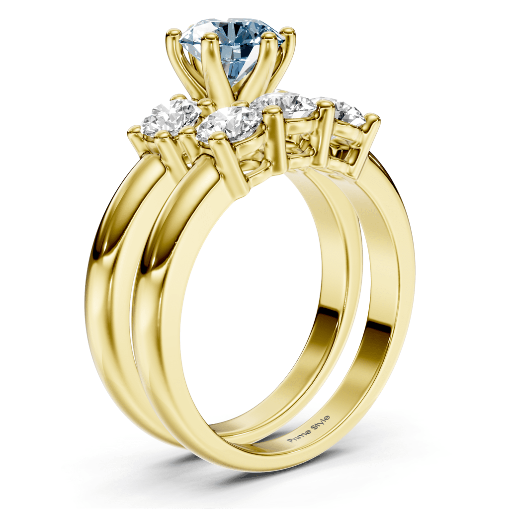 2.00 - 5.00 CT Round Cut Fancy Blue Diamonds - Bridal Set - Primestyle.com