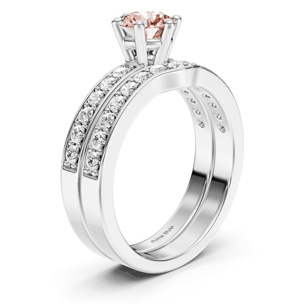 1.60 - 4.60 CT Round Cut Fancy Pink Diamonds - Bridal Set - Primestyle.com