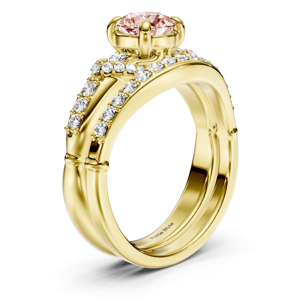 1.50-4.50 CT Round Cut Fancy Pink Diamonds - Bridal Set