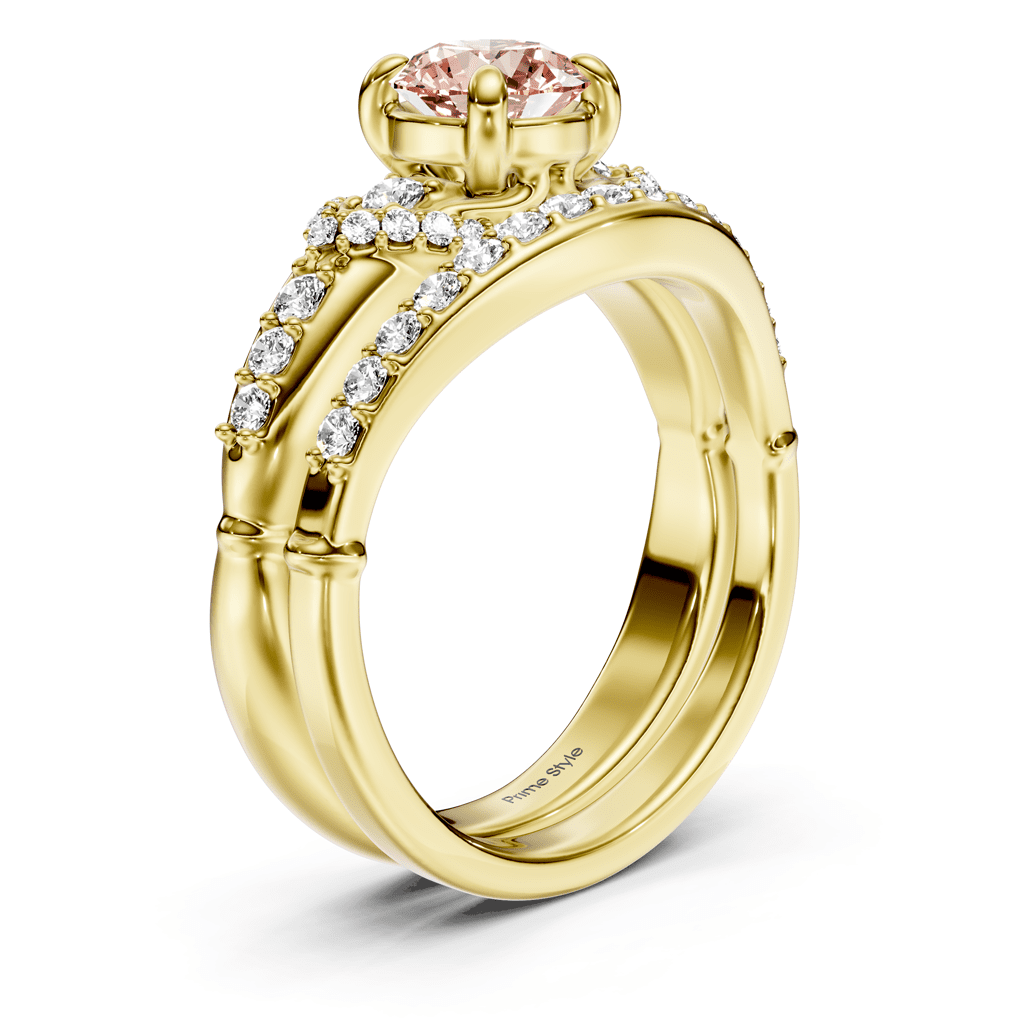 1.50 - 4.50 CT Round Cut Fancy Pink Diamonds - Bridal Set - Primestyle.com