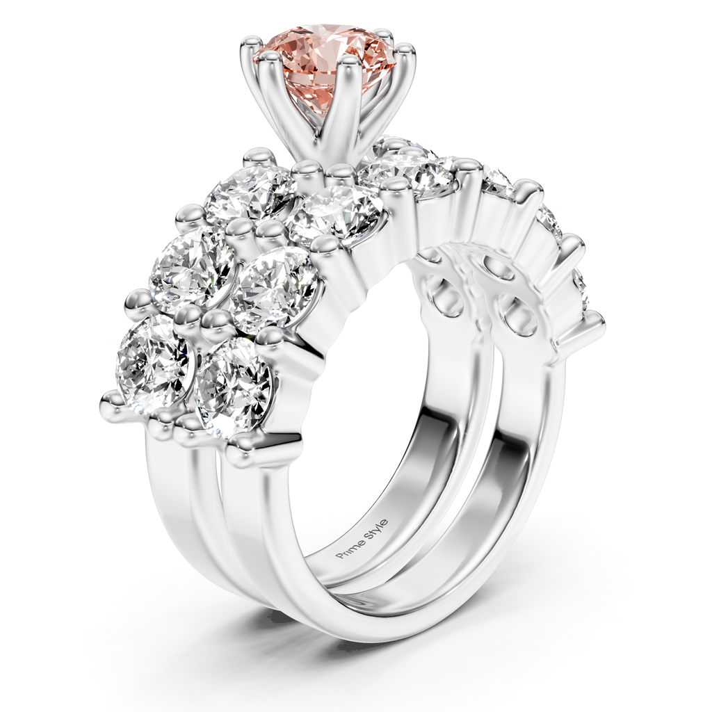 4.60-7.60 CT Princess & Round Cut Fancy Pink Diamonds - Bridal Set