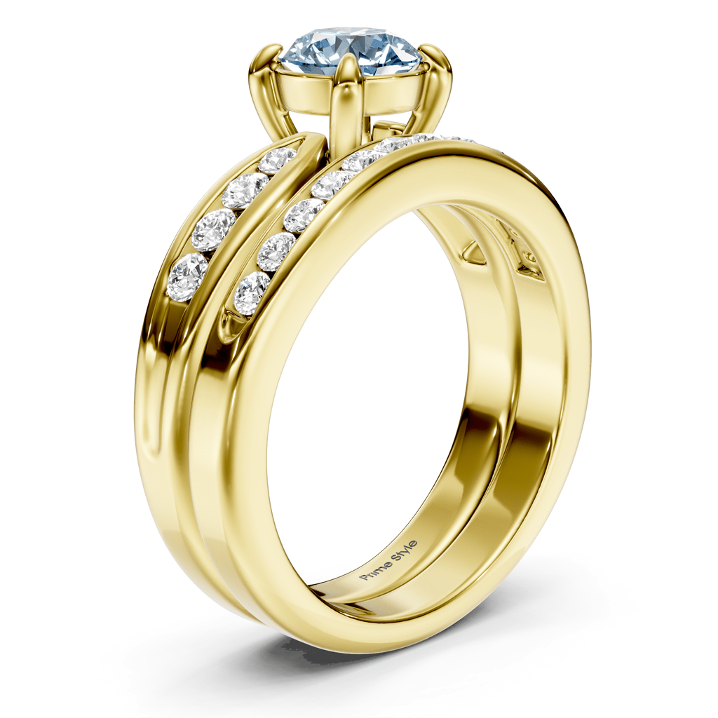 1.55-4.55 CT Round Cut Fancy Blue Diamonds - Bridal Set - Primestyle.com