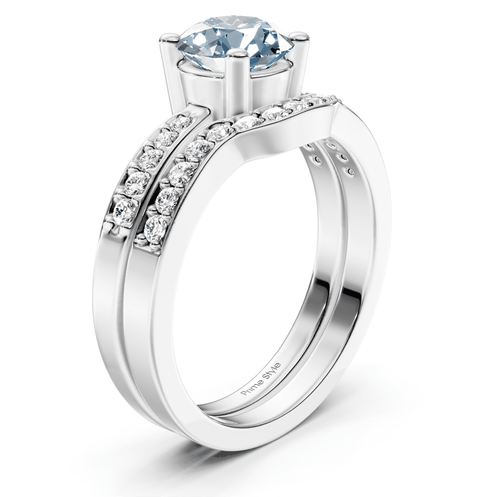 1.40 - 4.40 CT Round Cut Fancy Blue Diamonds - Bridal Set - Primestyle.com