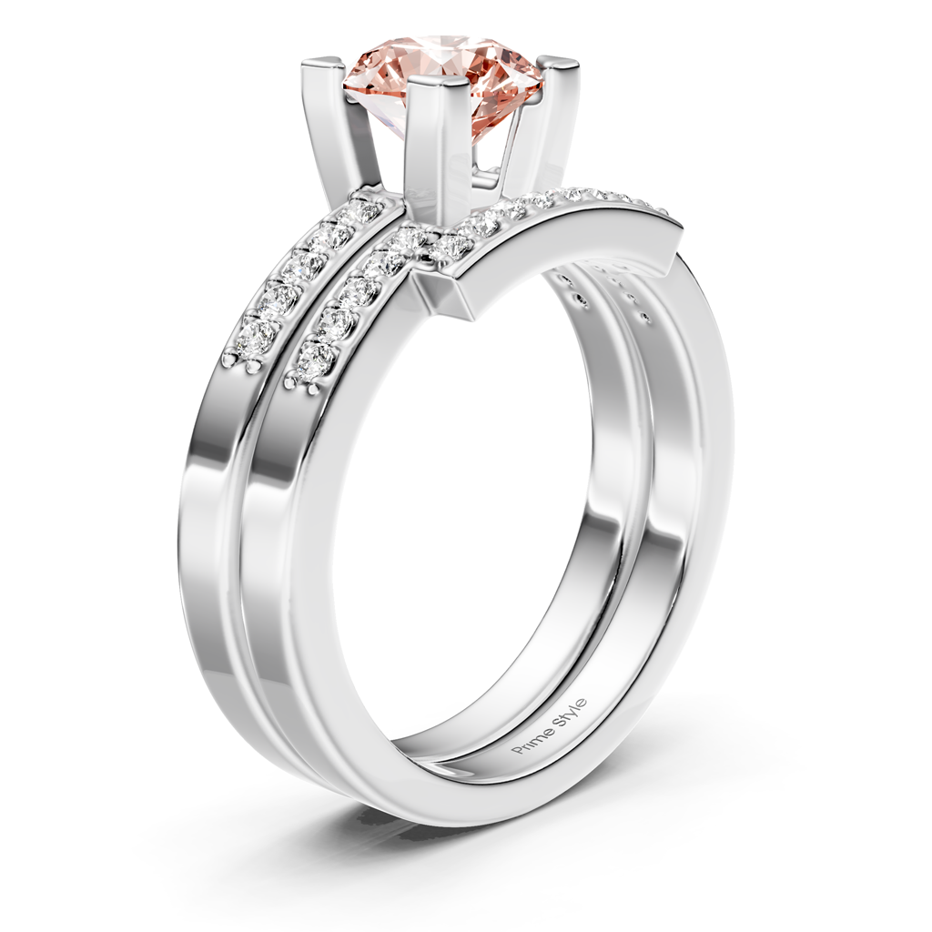 1.25-4.25 CT Round Cut Fancy Pink Diamonds - Bridal Set