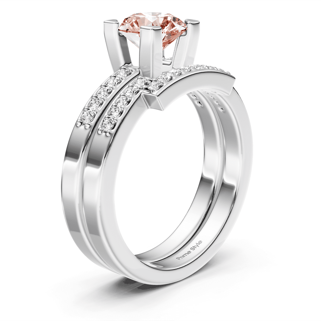 1.25-4.25 CT Round Cut Fancy Pink Diamonds - Bridal Set