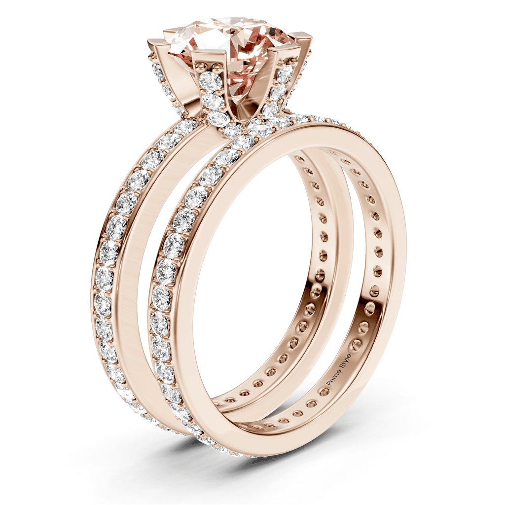 2.00 - 5.00 CT Round Cut Fancy Pink Diamonds - Bridal Set - Primestyle.com