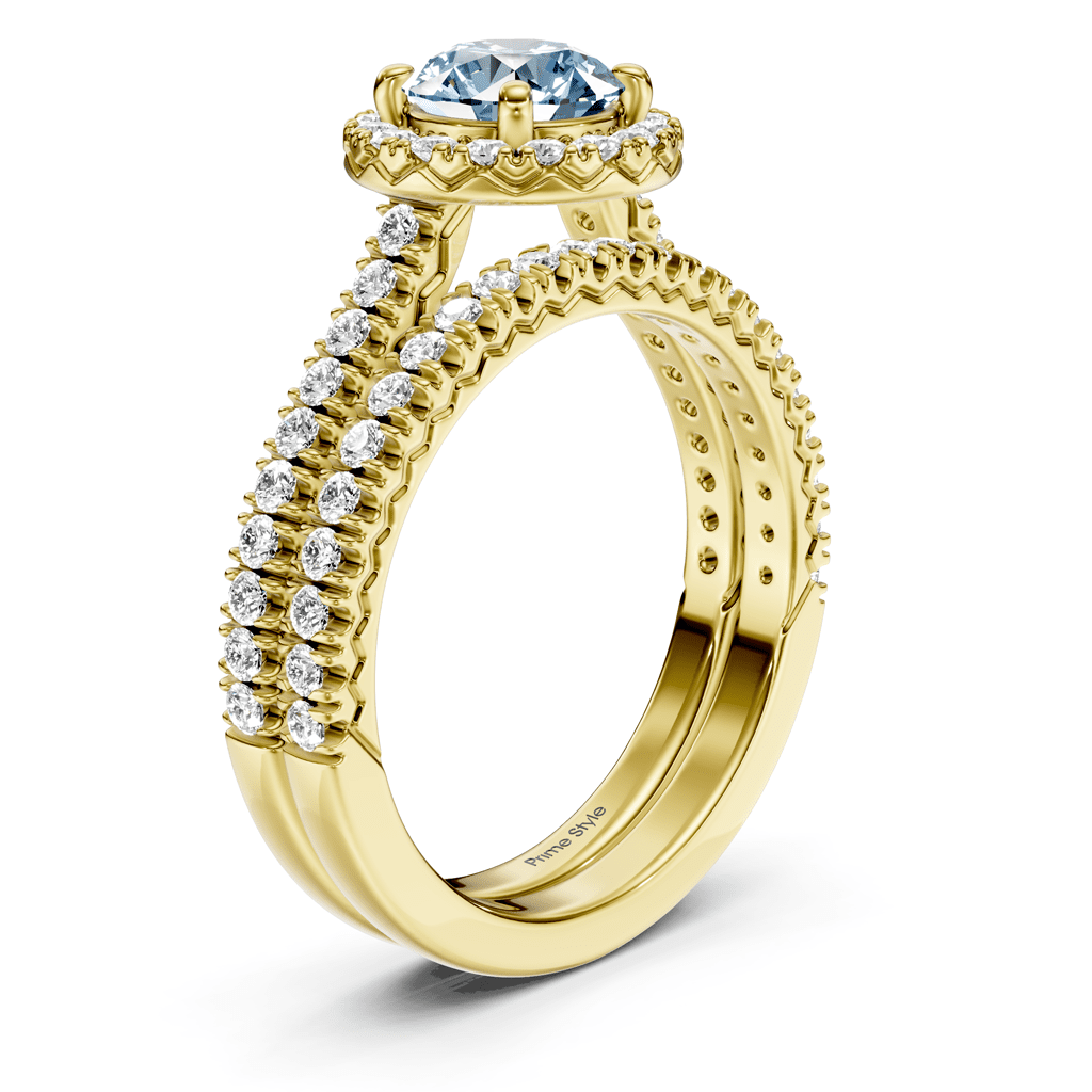 1.70 - 4.70 CT Round Cut Fancy Blue Diamonds - Bridal Set - Primestyle.com