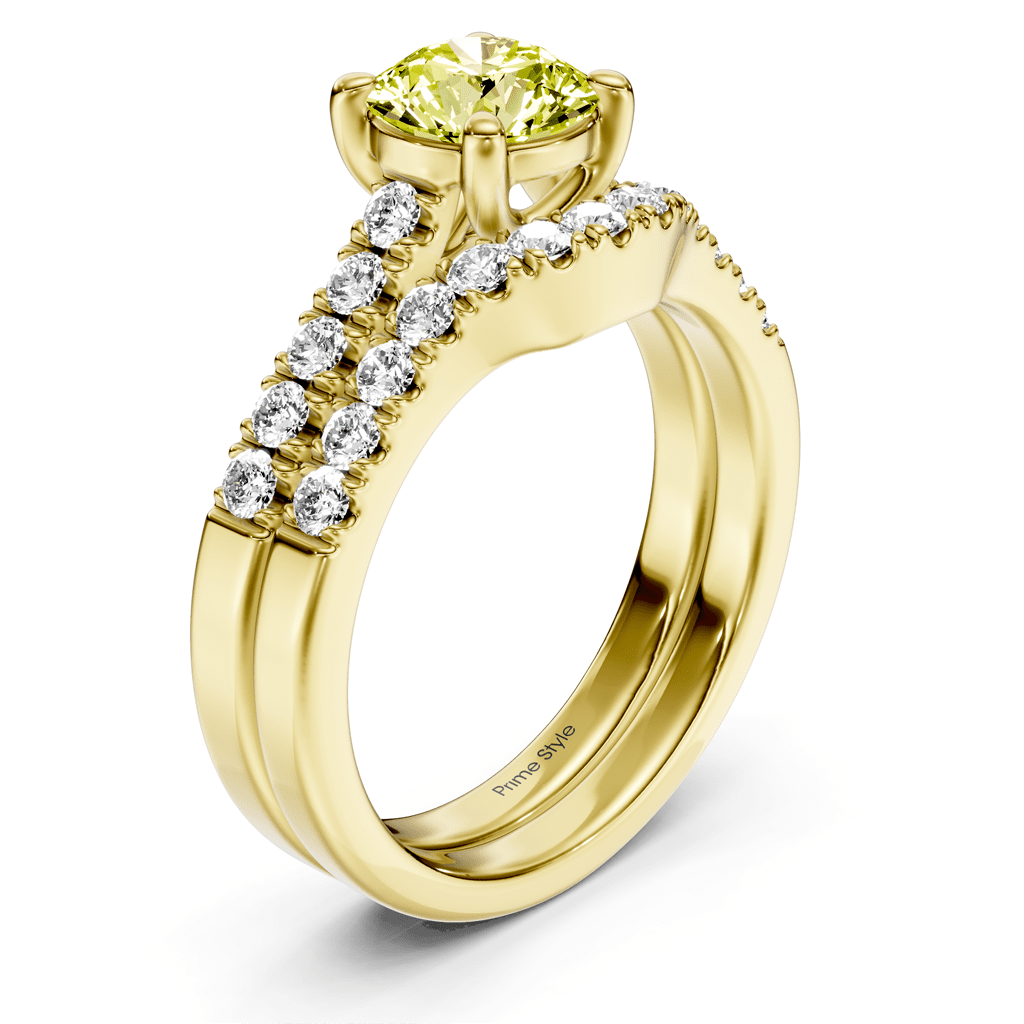 1.55 - 4.55 CT Princess & Round Cut Fancy Yellow Diamonds - Bridal Set - Primestyle.com
