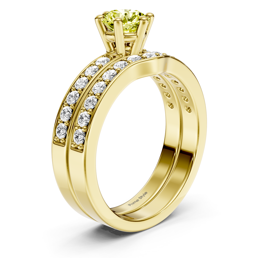 1.60-4.60 CT Round Cut Fancy Yellow Diamonds - Bridal Set