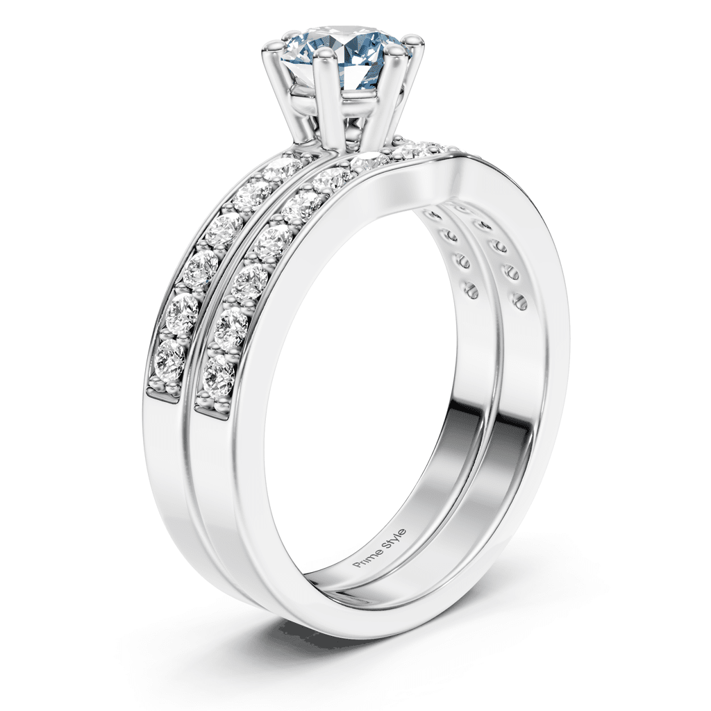 1.60-4.60 CT Round Cut Fancy Blue Diamonds - Bridal Set