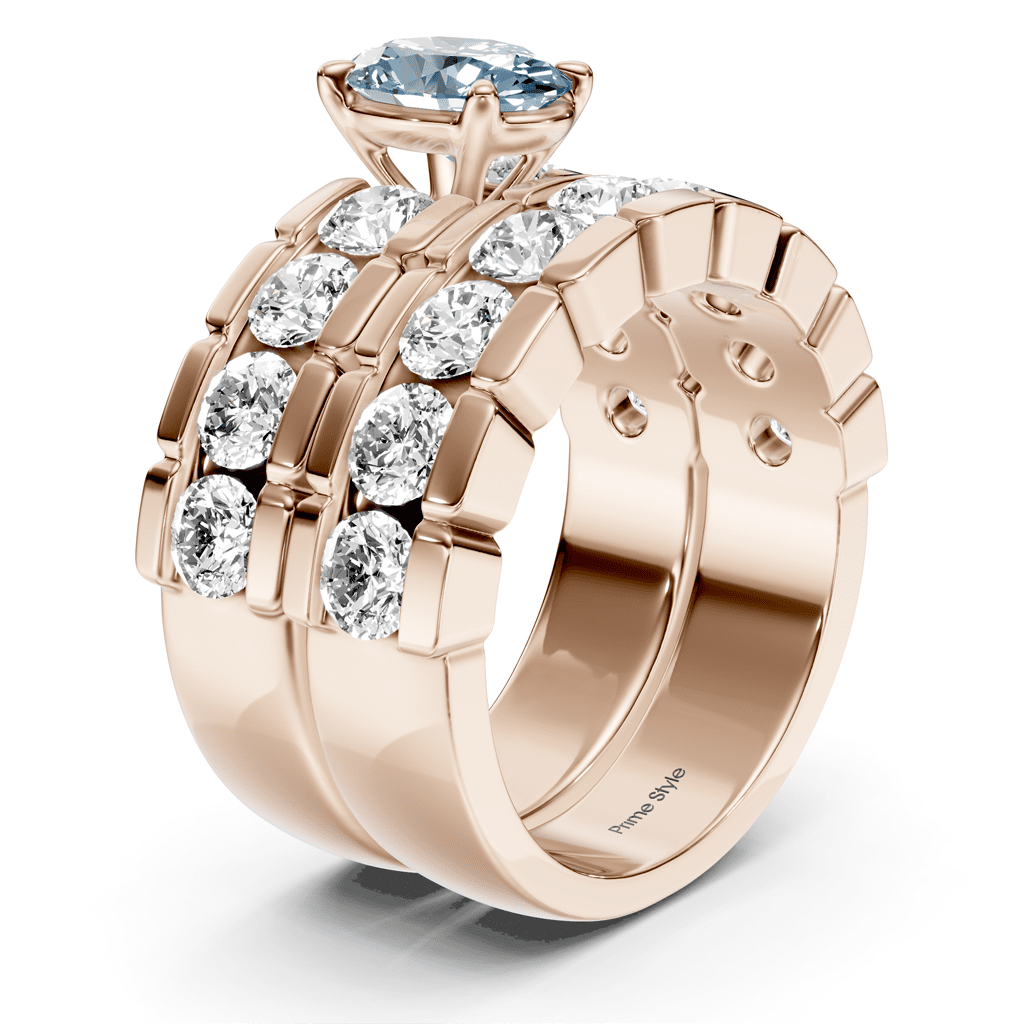 3.25 - 6.25 CT Oval & Round Cut Fancy Blue Diamonds - Bridal Set - Primestyle.com