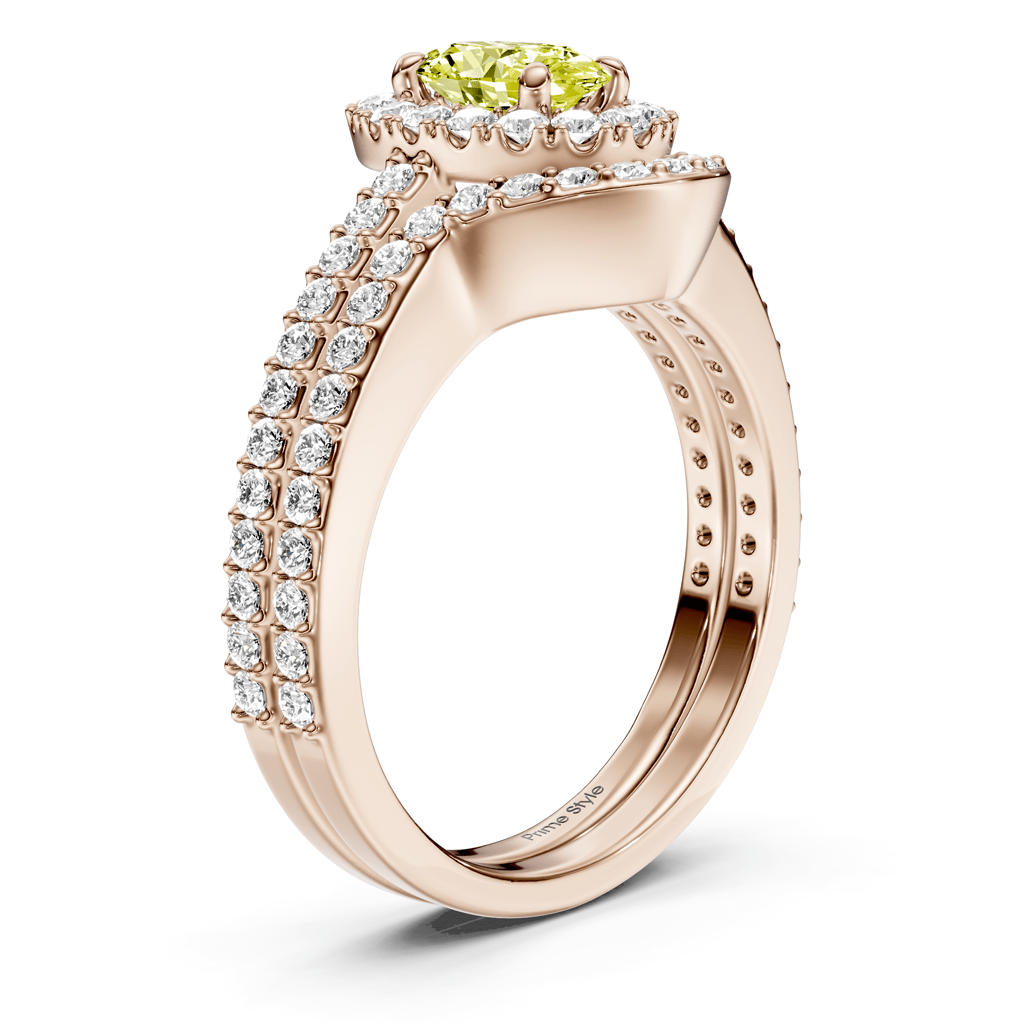 1.75-4.75 CT Oval & Round Cut Fancy Yellow Diamonds - Bridal Set - Primestyle.com