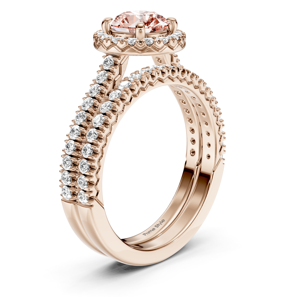 1.70-4.70 CT Round Cut Fancy Pink Diamonds - Bridal Set