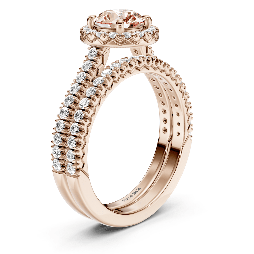 1.70 - 4.70 CT Round Cut Fancy Pink Diamonds - Bridal Set - Primestyle.com