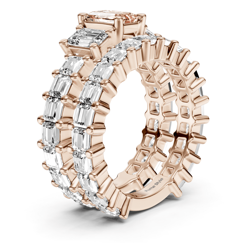 5.70-8.70 CT Emerald & Princess Cut Fancy Pink Diamonds - Bridal Set