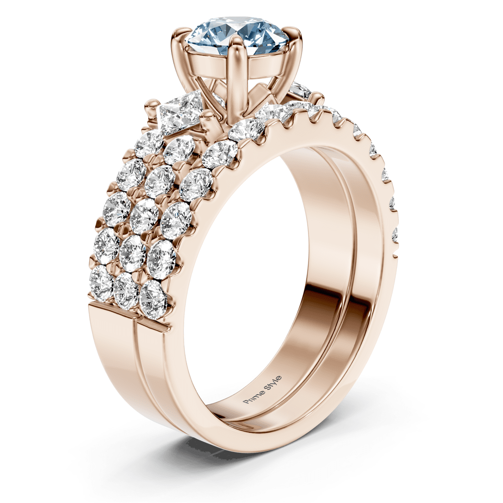 2.55 - 5.55 CT Princess & Round Cut Fancy Blue Diamonds - Bridal Set - Primestyle.com