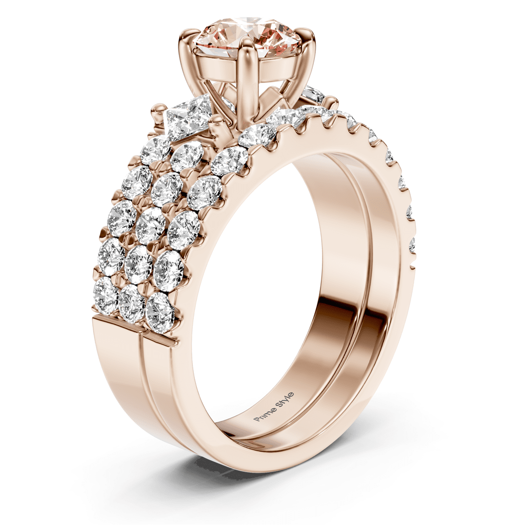 2.55 - 5.55 CT Princess & Round Cut Fancy Pink Diamonds - Bridal Set - Primestyle.com