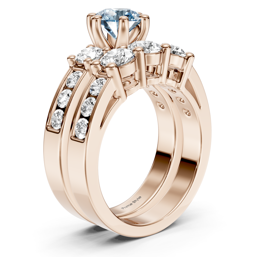 2.80-5.80 CT Princess & Round Cut Fancy Blue Diamonds - Bridal Set