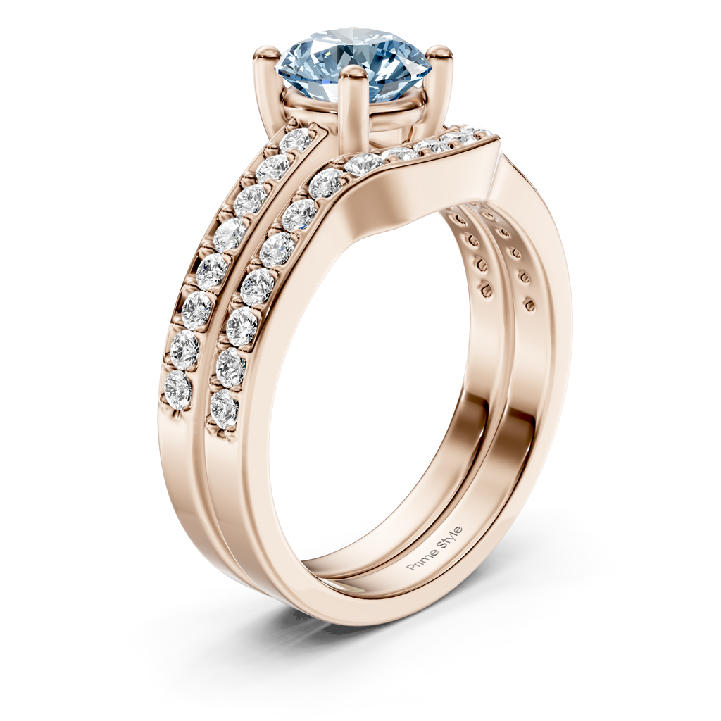 1.50-4.50 CT Round Cut Fancy Blue Diamonds - Bridal Set