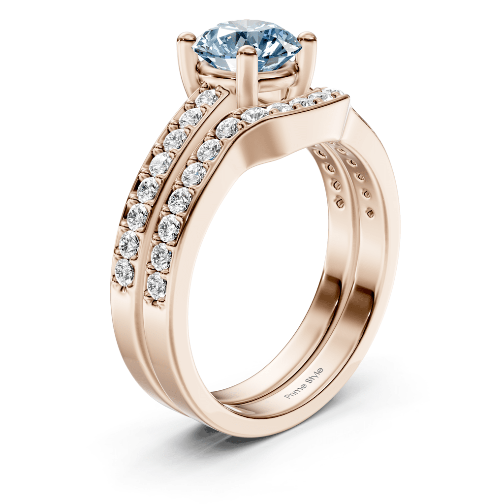 1.50 - 4.50 CT Round Cut Fancy Blue Diamonds - Bridal Set - Primestyle.com