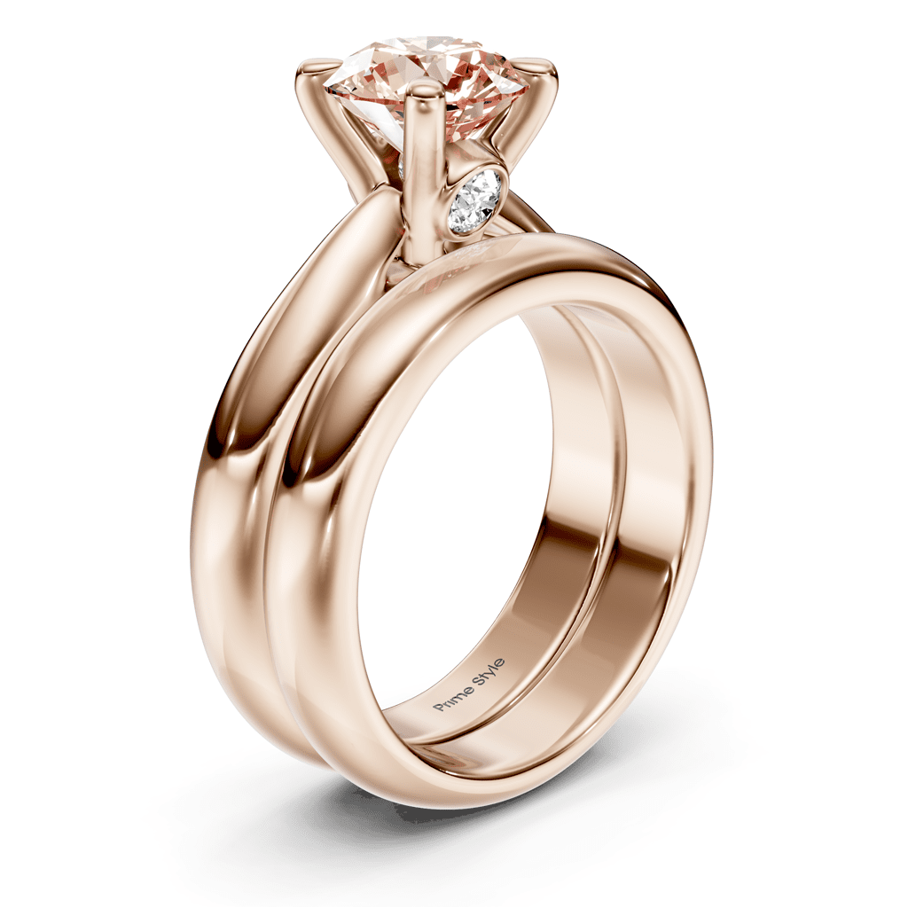 1.10-4.10 CT Round Cut Fancy Pink Diamonds - Bridal Set