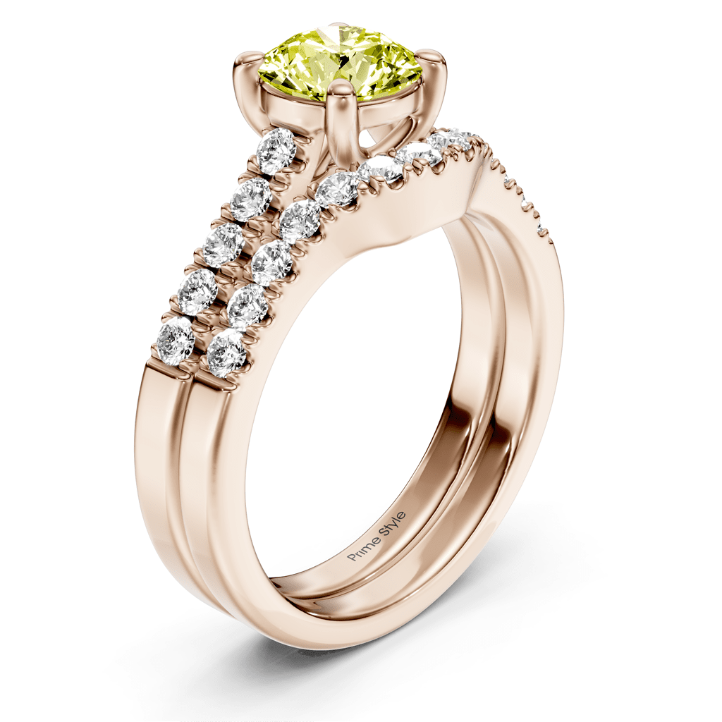 1.55 - 4.55 CT Princess & Round Cut Fancy Yellow Diamonds - Bridal Set - Primestyle.com