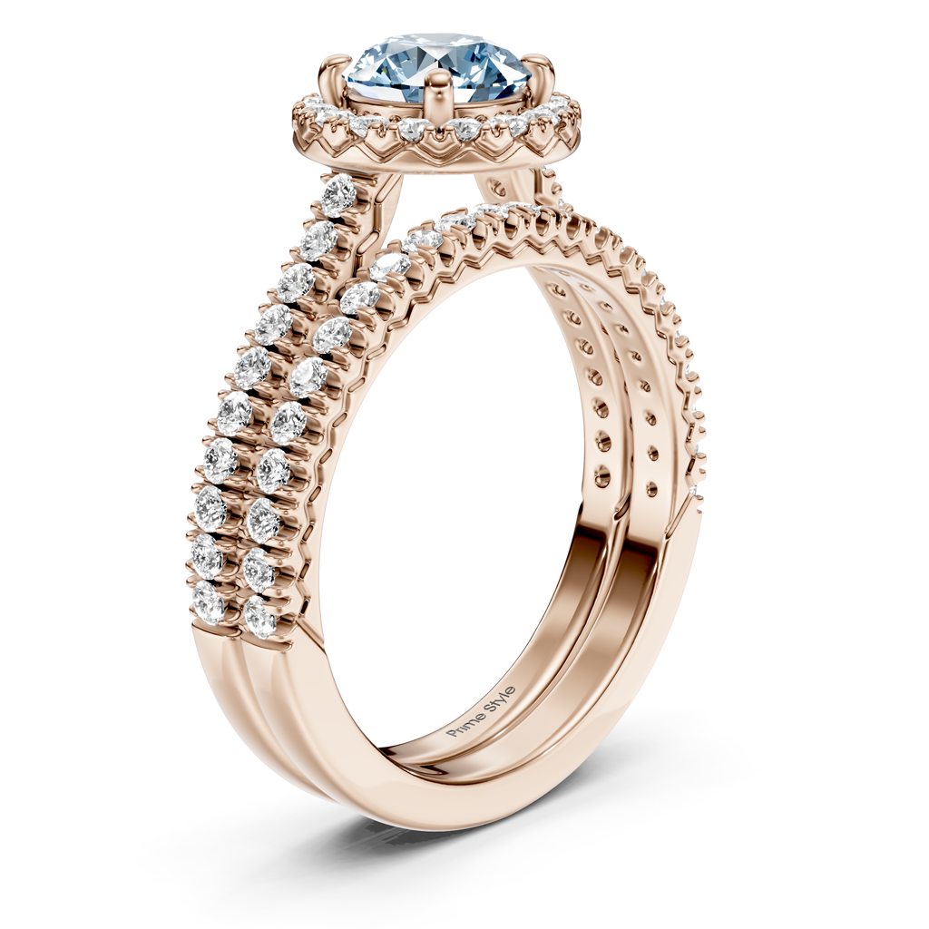 1.70-4.70 CT Round Cut Fancy Blue Diamonds - Bridal Set