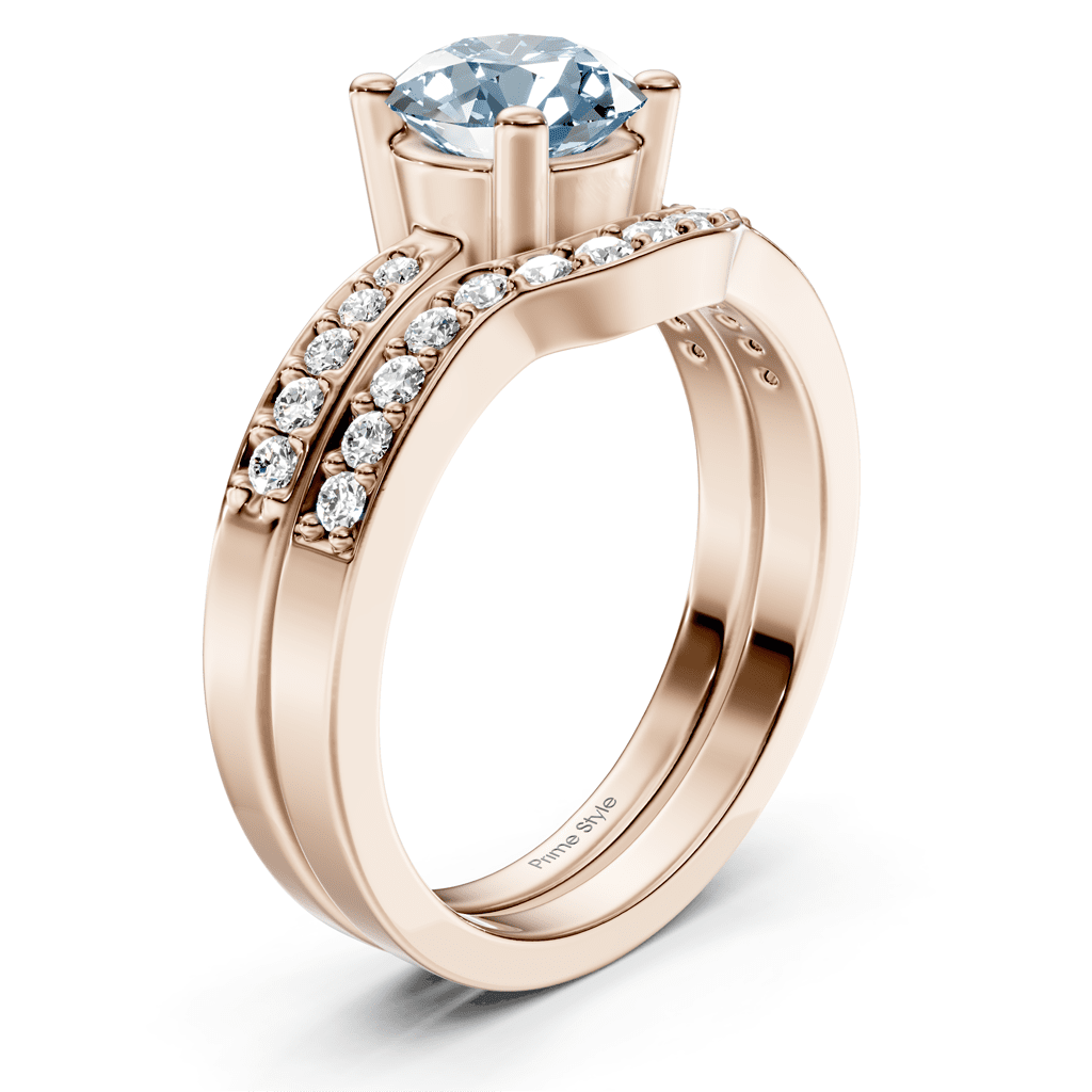 1.40-4.40 CT Round Cut Fancy Blue Diamonds - Bridal Set