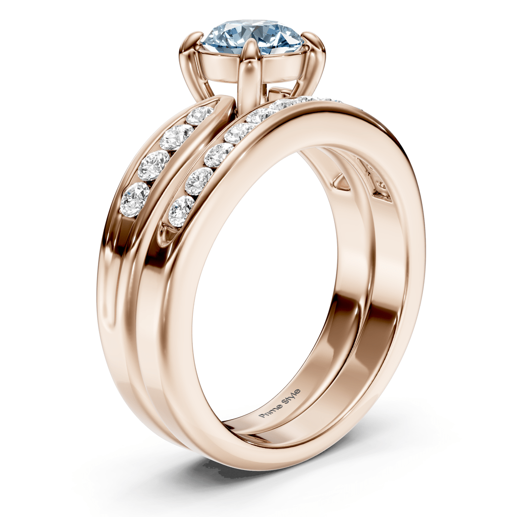 1.55-4.55 CT Round Cut Fancy Blue Diamonds - Bridal Set