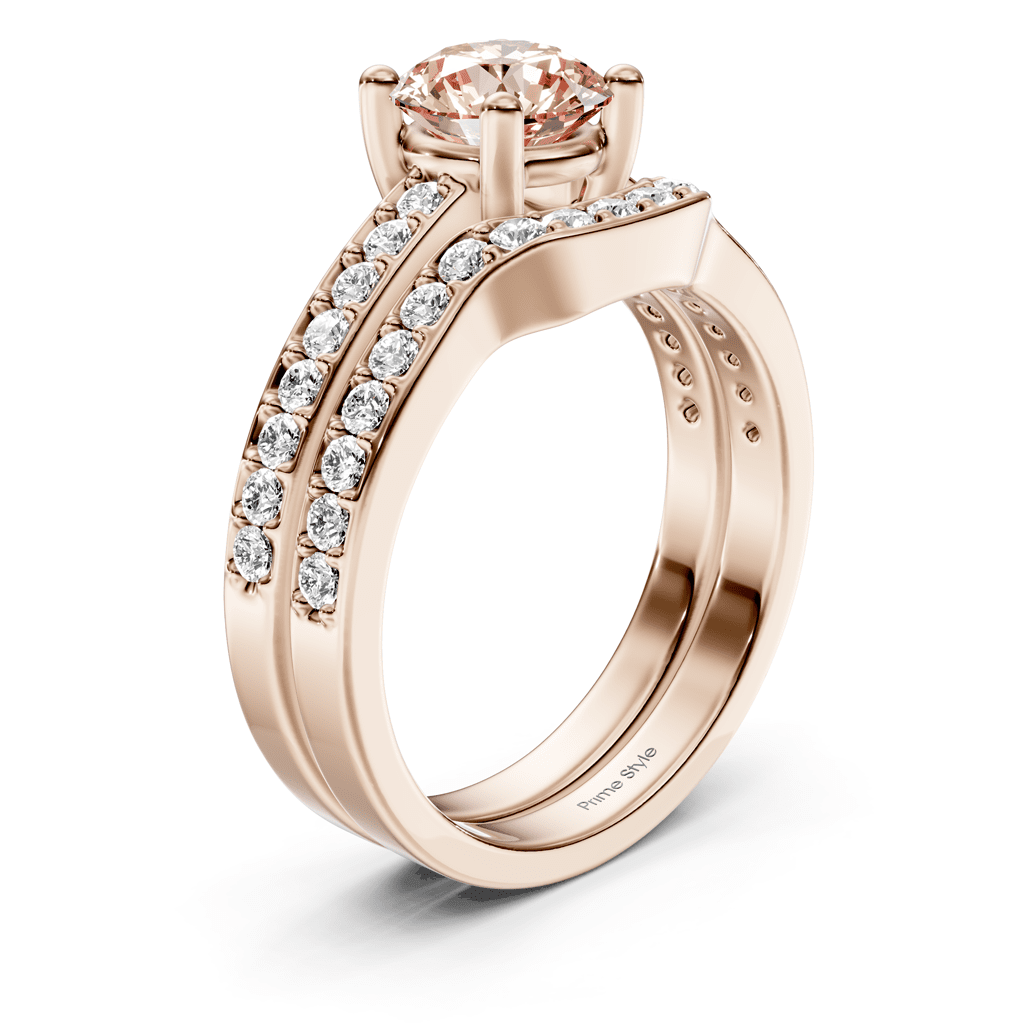 1.50 - 4.50 CT Round Cut Fancy Pink Diamonds - Bridal Set - Primestyle.com