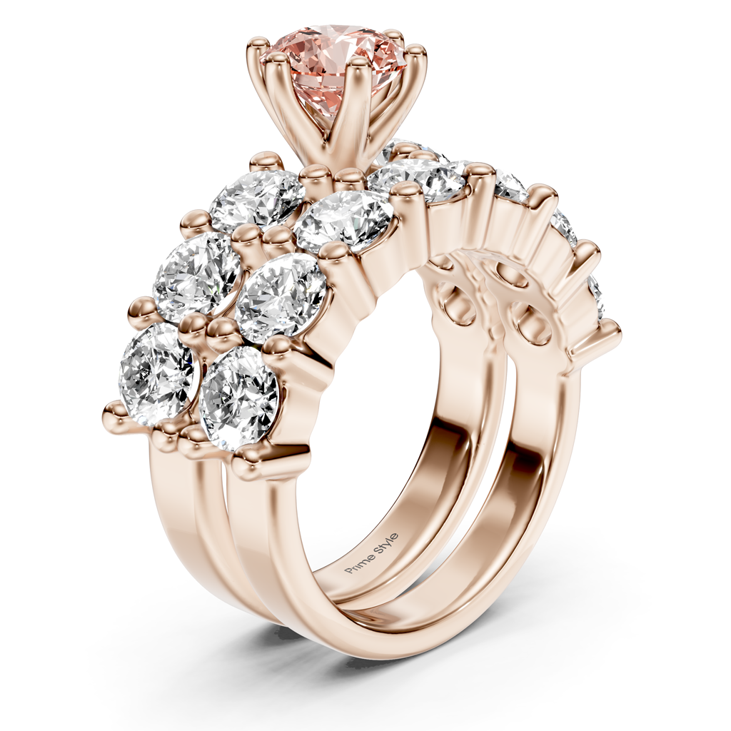 4.60-7.60 CT Princess & Round Cut Fancy Pink Diamonds - Bridal Set