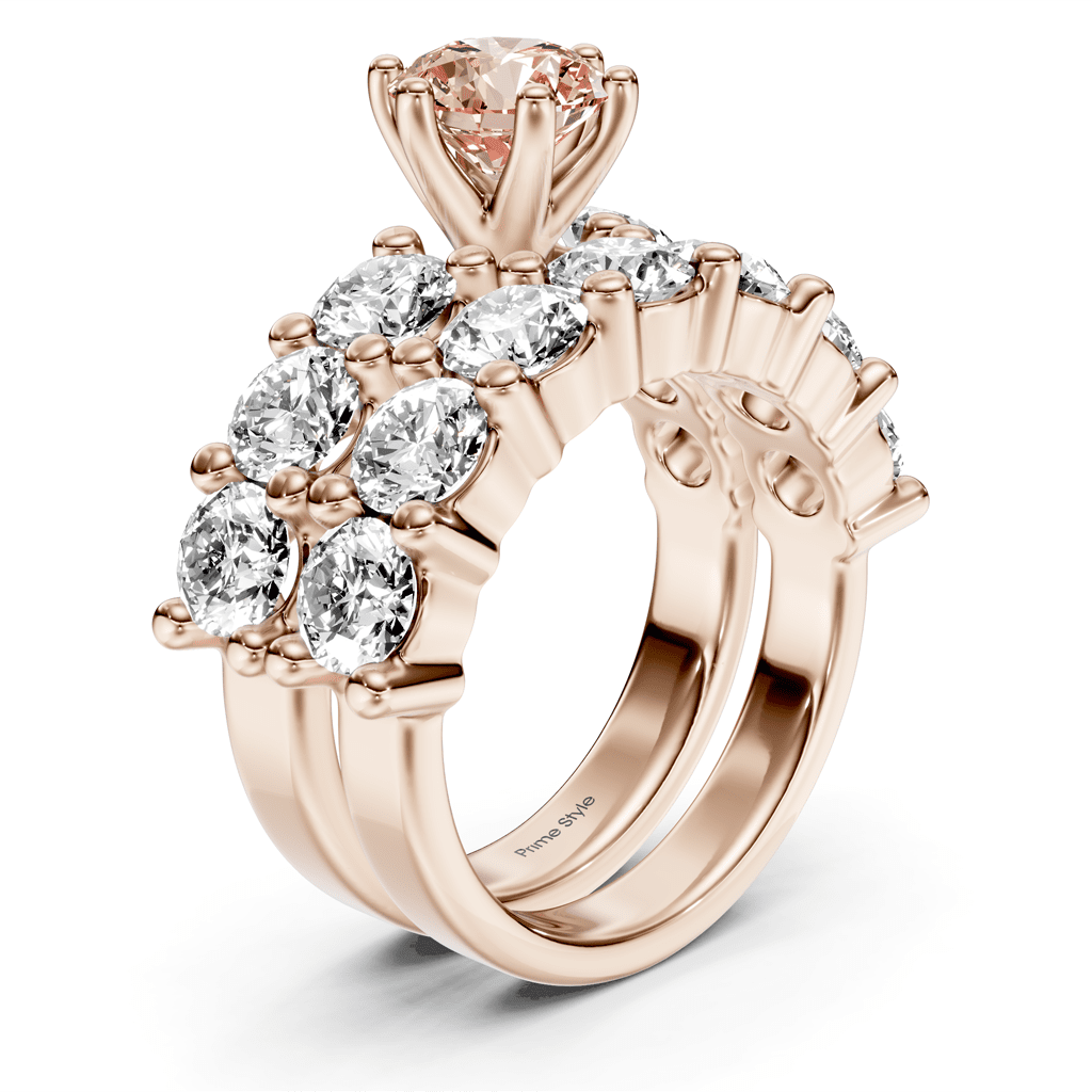 4.60 - 7.60 CT Princess & Round Cut Fancy Pink Diamonds - Bridal Set - Primestyle.com