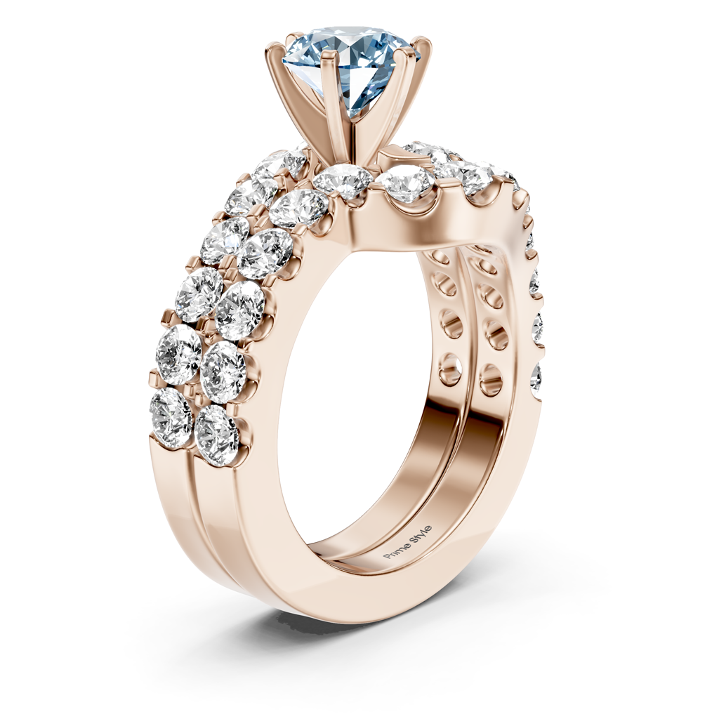 3.60-6.60 CT Round Cut Fancy Blue Diamonds - Bridal Set