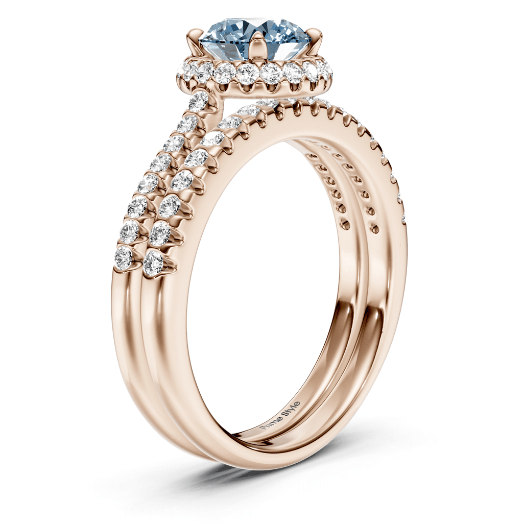 1.50 - 4.50 CT Round Cut Fancy Blue Diamonds - Bridal Set - Primestyle.com
