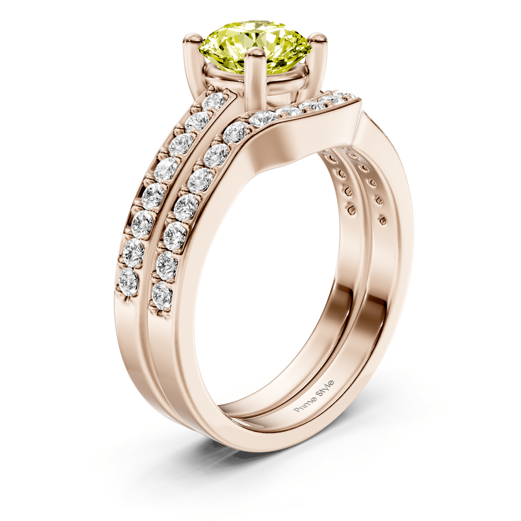 1.50 - 4.50 CT Round Cut Fancy Yellow Diamonds - Bridal Set - Primestyle.com