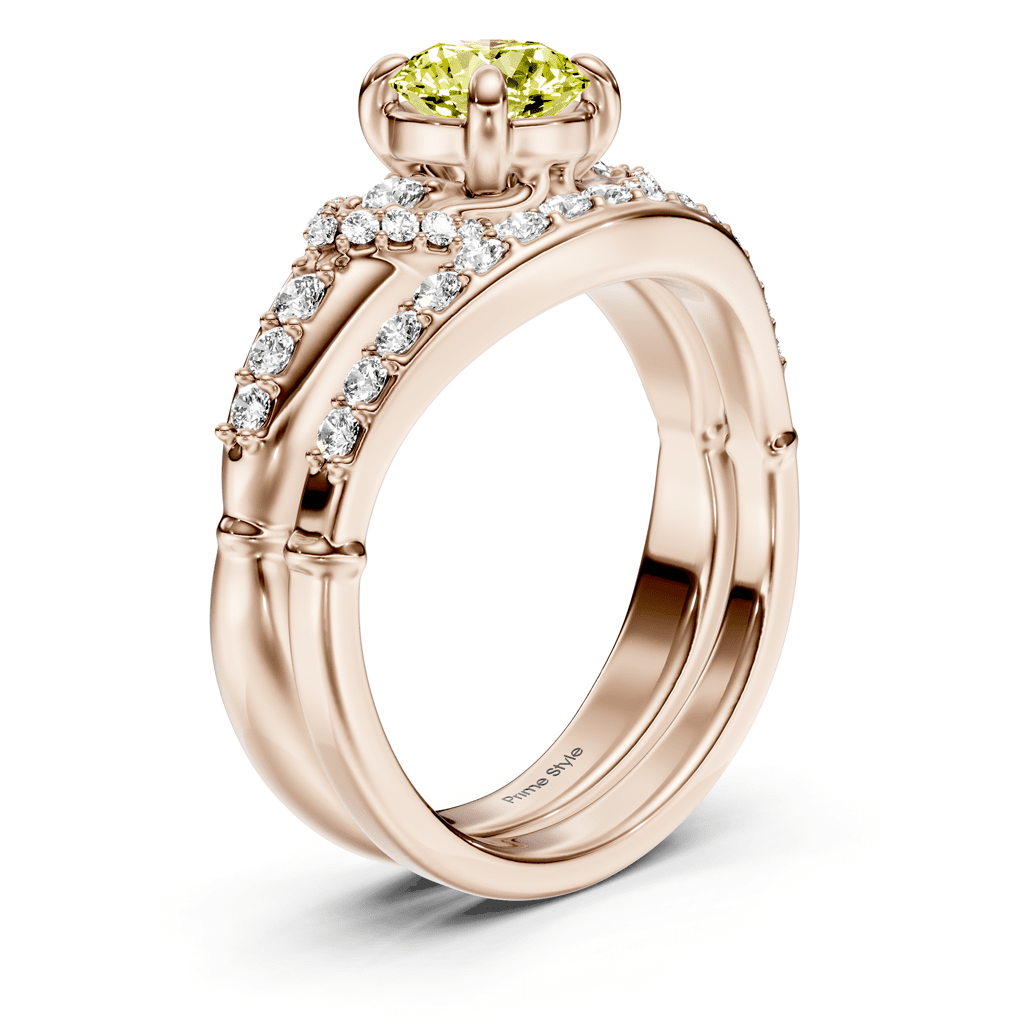1.50 - 4.50 CT Round Cut Fancy Yellow Diamonds - Bridal Set - Primestyle.com