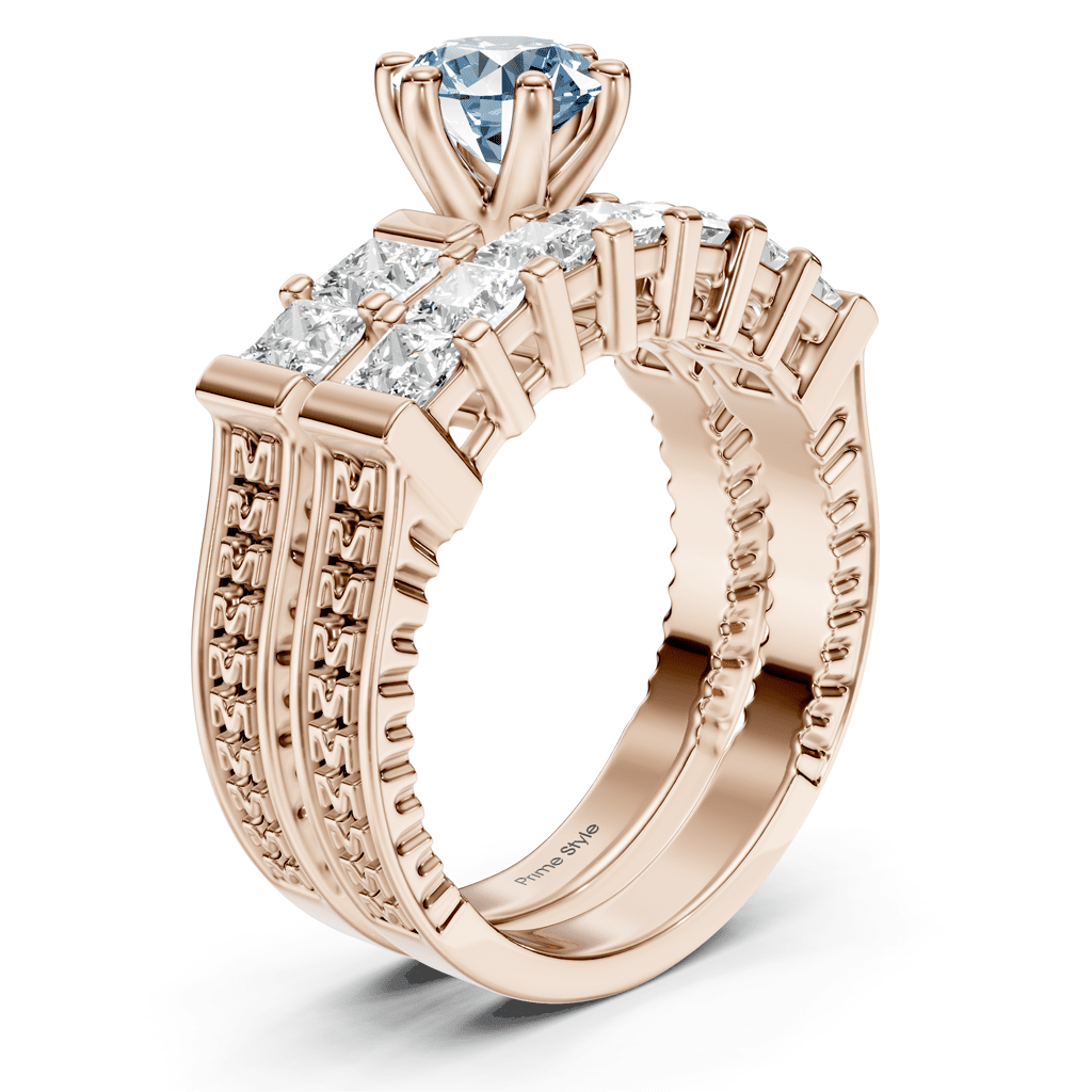 2.40 - 5.40 CT Princess Cut Fancy Blue Diamonds - Bridal Set - Primestyle.com