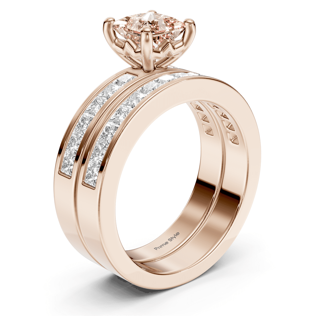 2.75 - 5.75 CT Princess Cut Fancy Pink Diamonds - Bridal Set - Primestyle.com