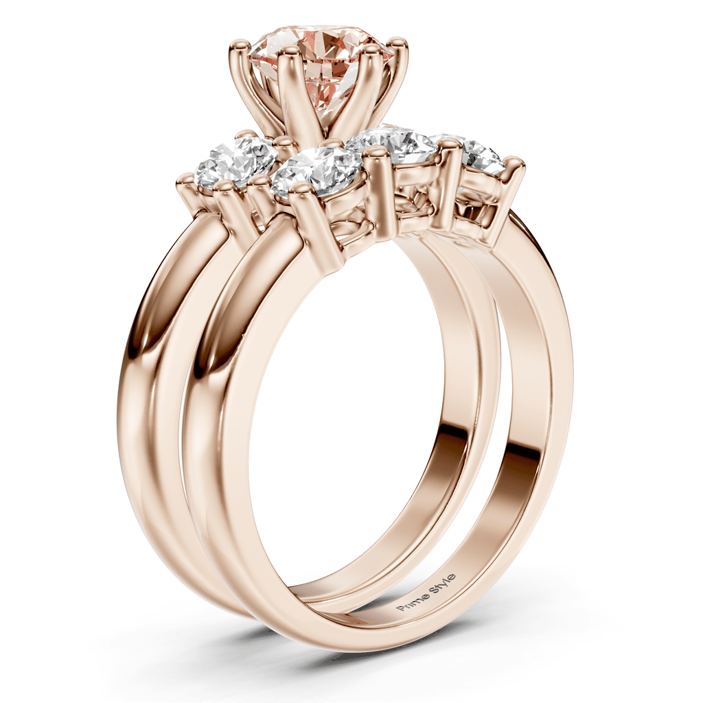 2.00 - 5.00 CT Round Cut Fancy Pink Diamonds - Bridal Set - Primestyle.com