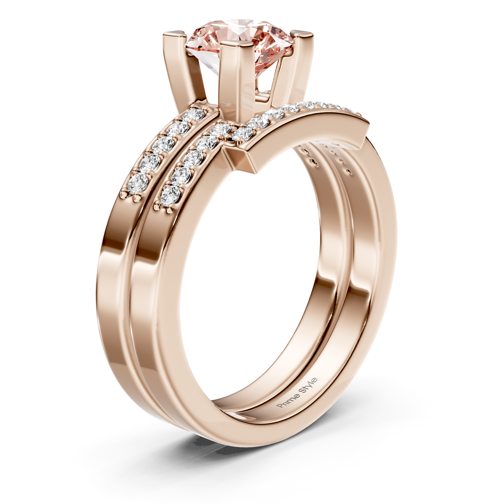 1.25-4.25 CT Round Cut Fancy Pink Diamonds - Bridal Set